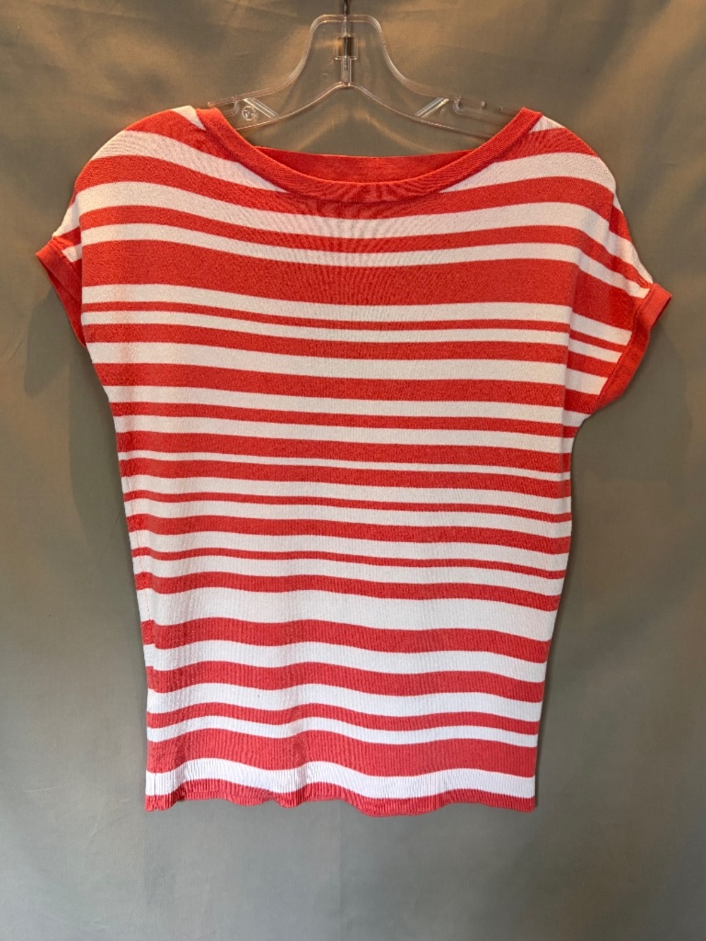 LOFT Petite Short Sleeve Shirt in Salmon & White stripes - Size XXSP (Nw/oT)